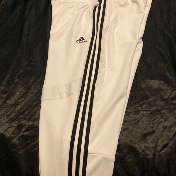 adidas White Joggers with Black Side Stripes - Kids - Picture 2 of 4